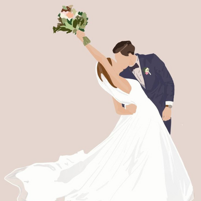 Faceless Hand-Drawn Custom Portrait - Wedding, Couple, or Family Art