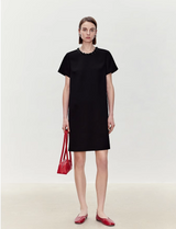 Acetate Round Neck Beaded Short Dress