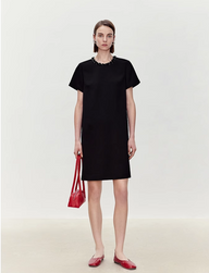 Acetate Round Neck Beaded Short Dress