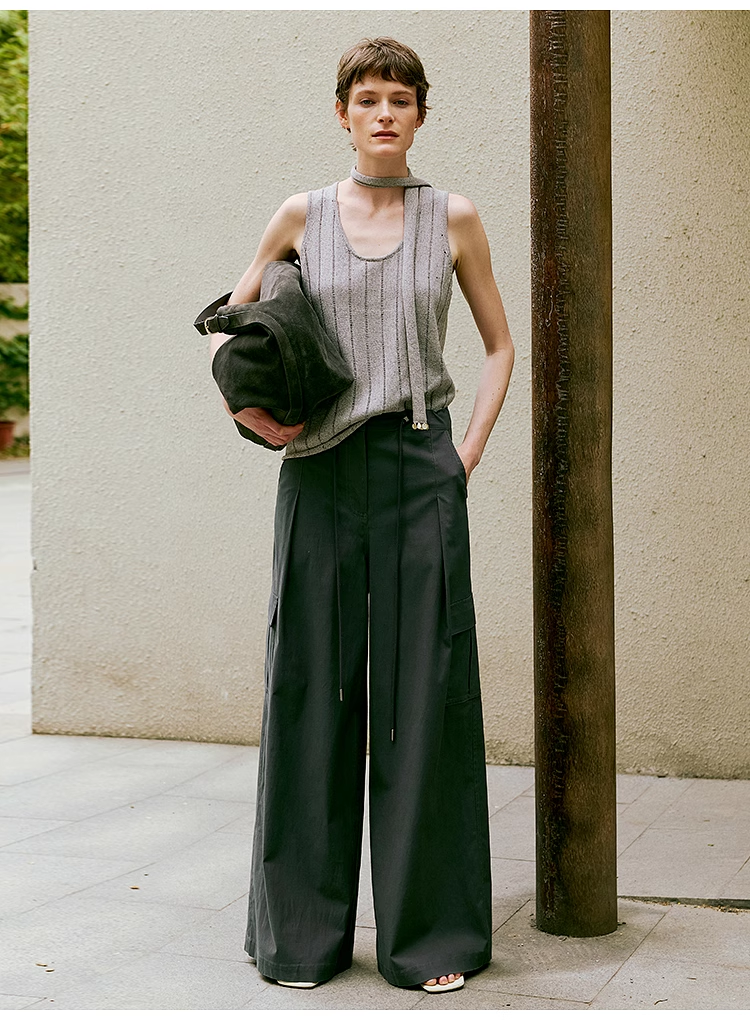 U-Neck Utility Vest & Drawstring Pants Set