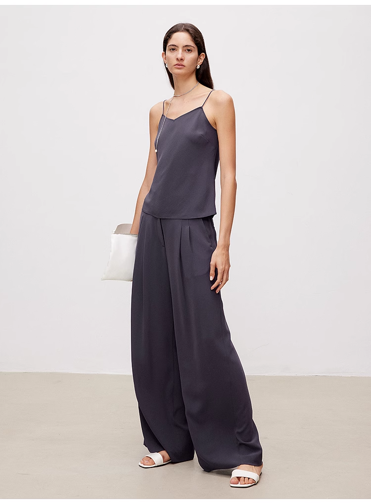 V-Neck Blazer Vest & Wide-Leg Pants Set