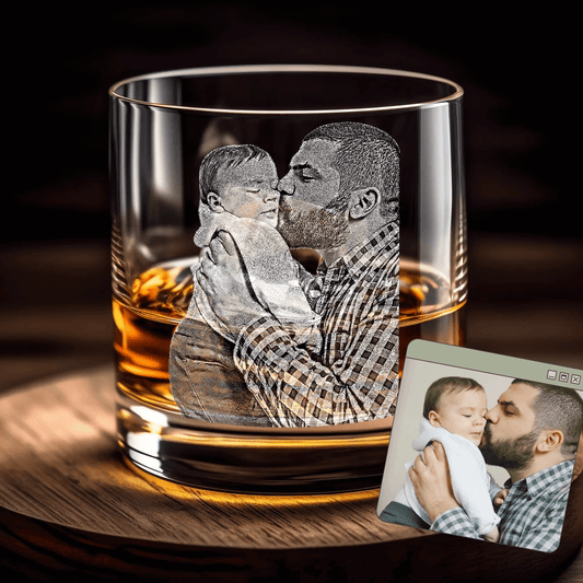 Personalized Photo Engraved Whiskey Glass for Family & Friends