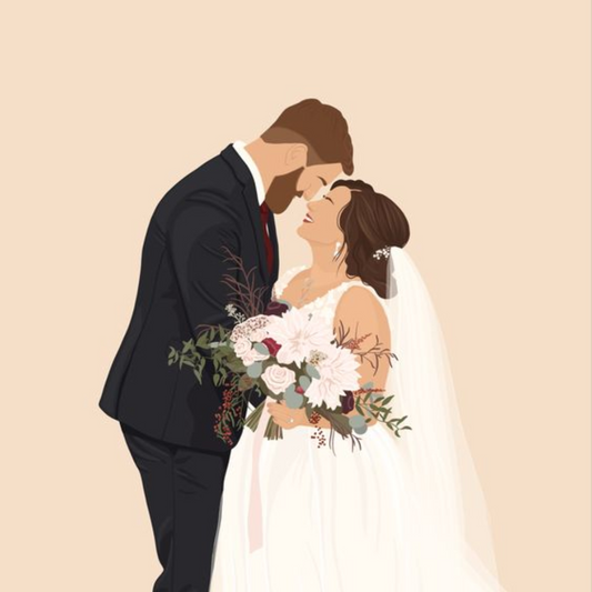 Faceless Hand-Drawn Custom Portrait - Wedding, Couple, or Family Art