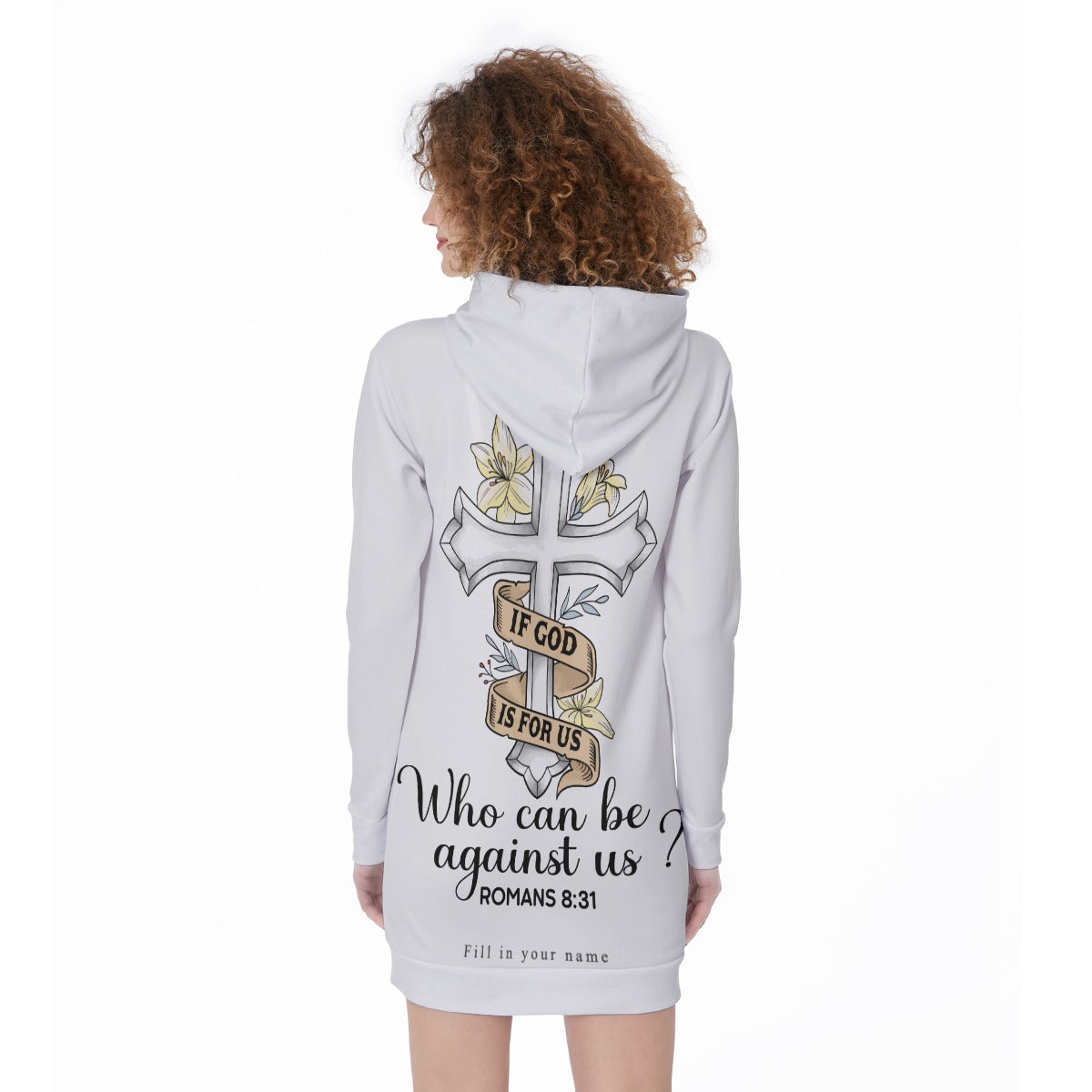 All-Over Print Long Hoodie for Women - Faith in style custom