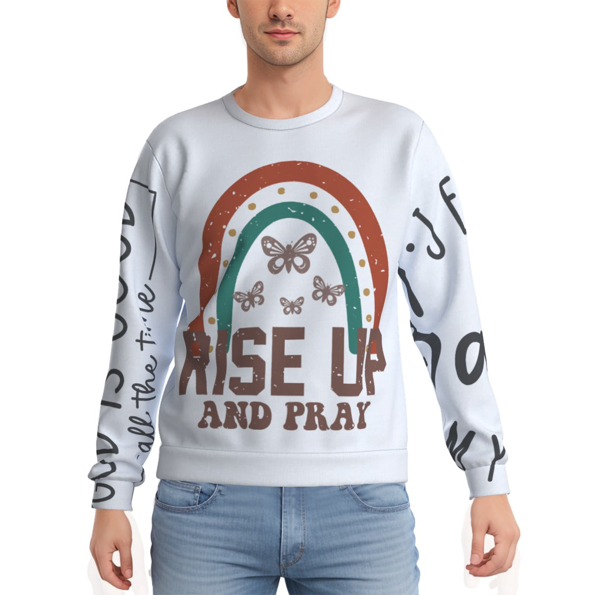 All-Over Print Men's Heavy Fleece Sweatshirt- Faith-Inspired Custom Apparel