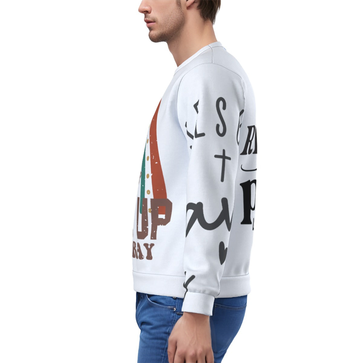 All-Over Print Men's Heavy Fleece Sweatshirt- Faith-Inspired Custom Apparel