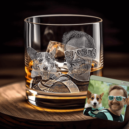 Personalized Pet Photo Engraved Whiskey Glass