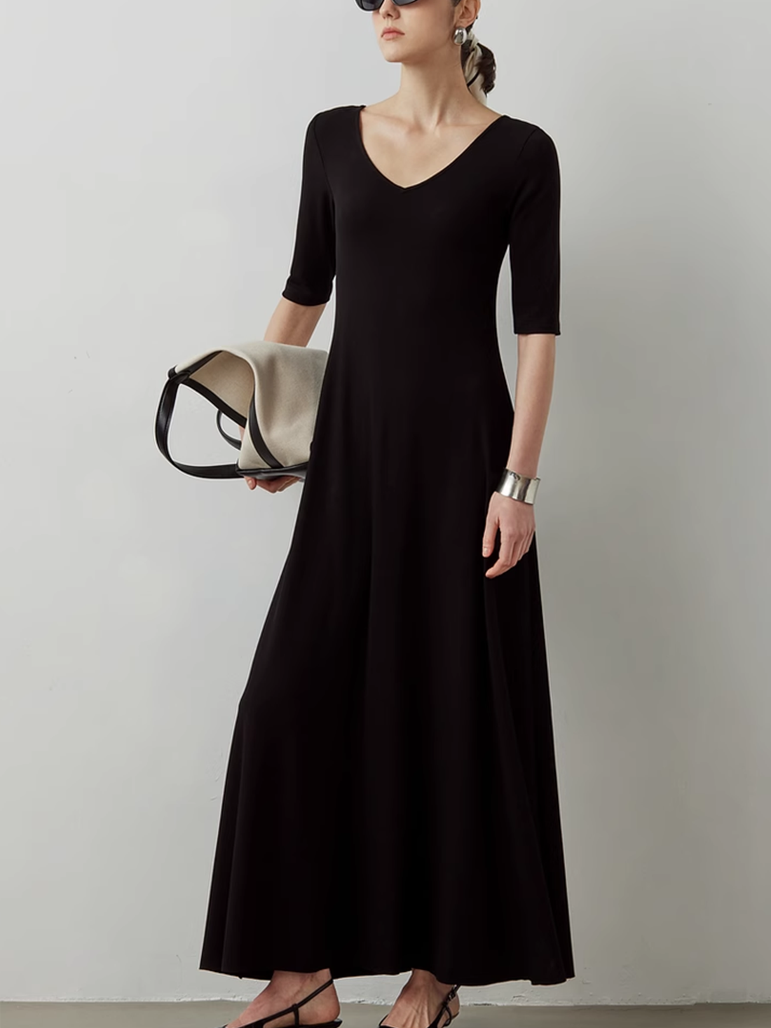 Reversible Mid-Sleeve Knit Dress