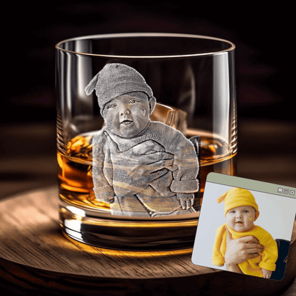 Personalized Photo Engraved Whiskey Glass for Family & Friends