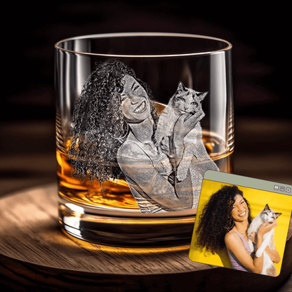 Personalized Photo Engraved Whiskey Glass for Family & Friends