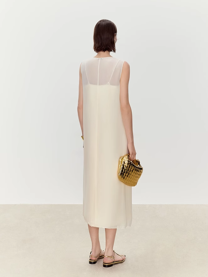 Chiffon Cowl Neck Slip Dress Set – 2-Piece