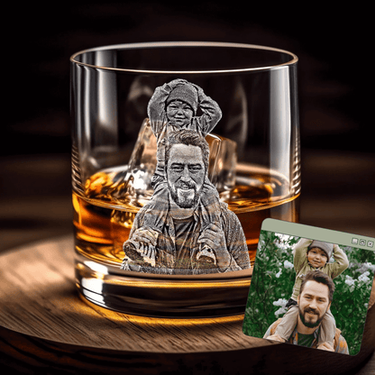 Personalized Photo Engraved Whiskey Glass for Family & Friends