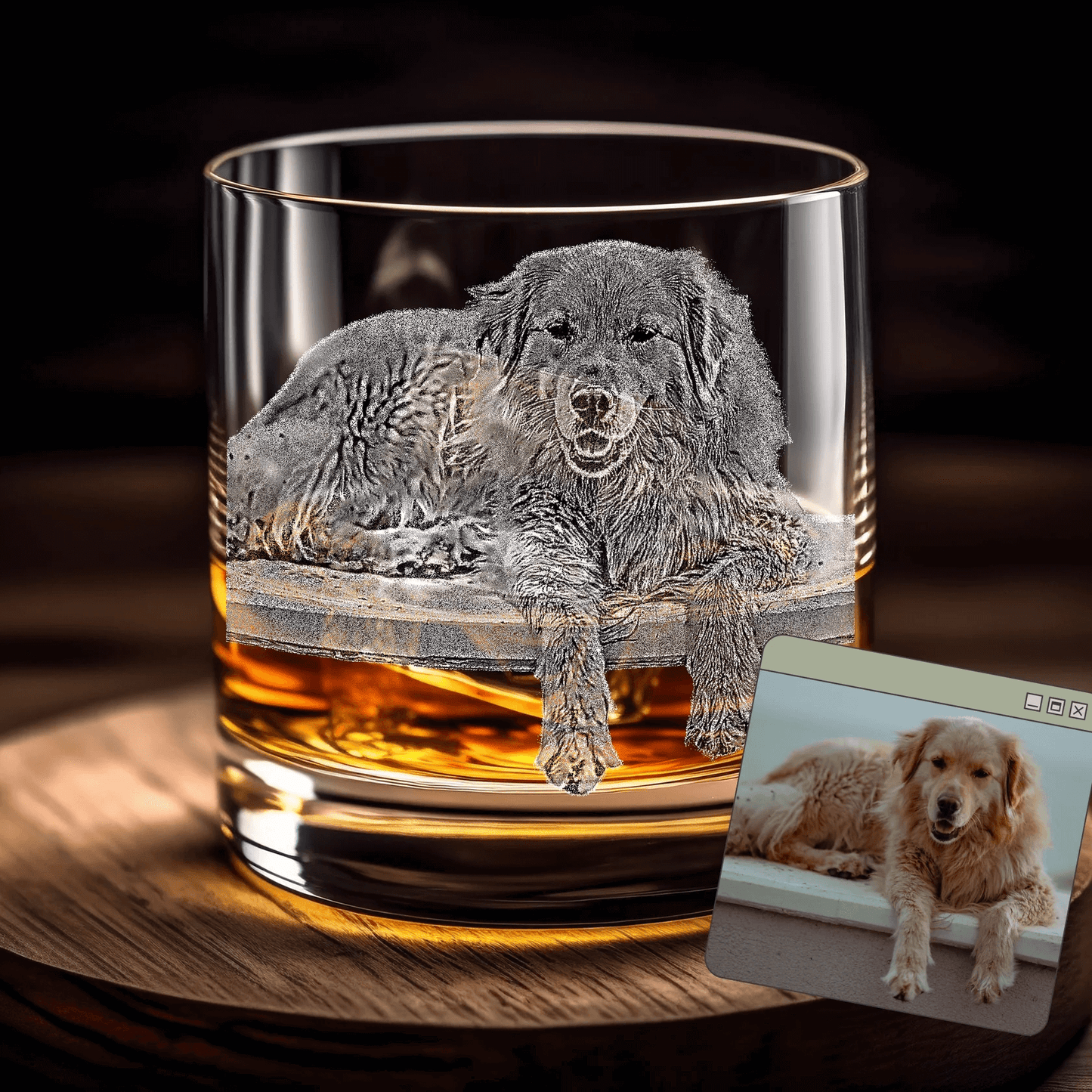 Personalized Pet Photo Engraved Whiskey Glass