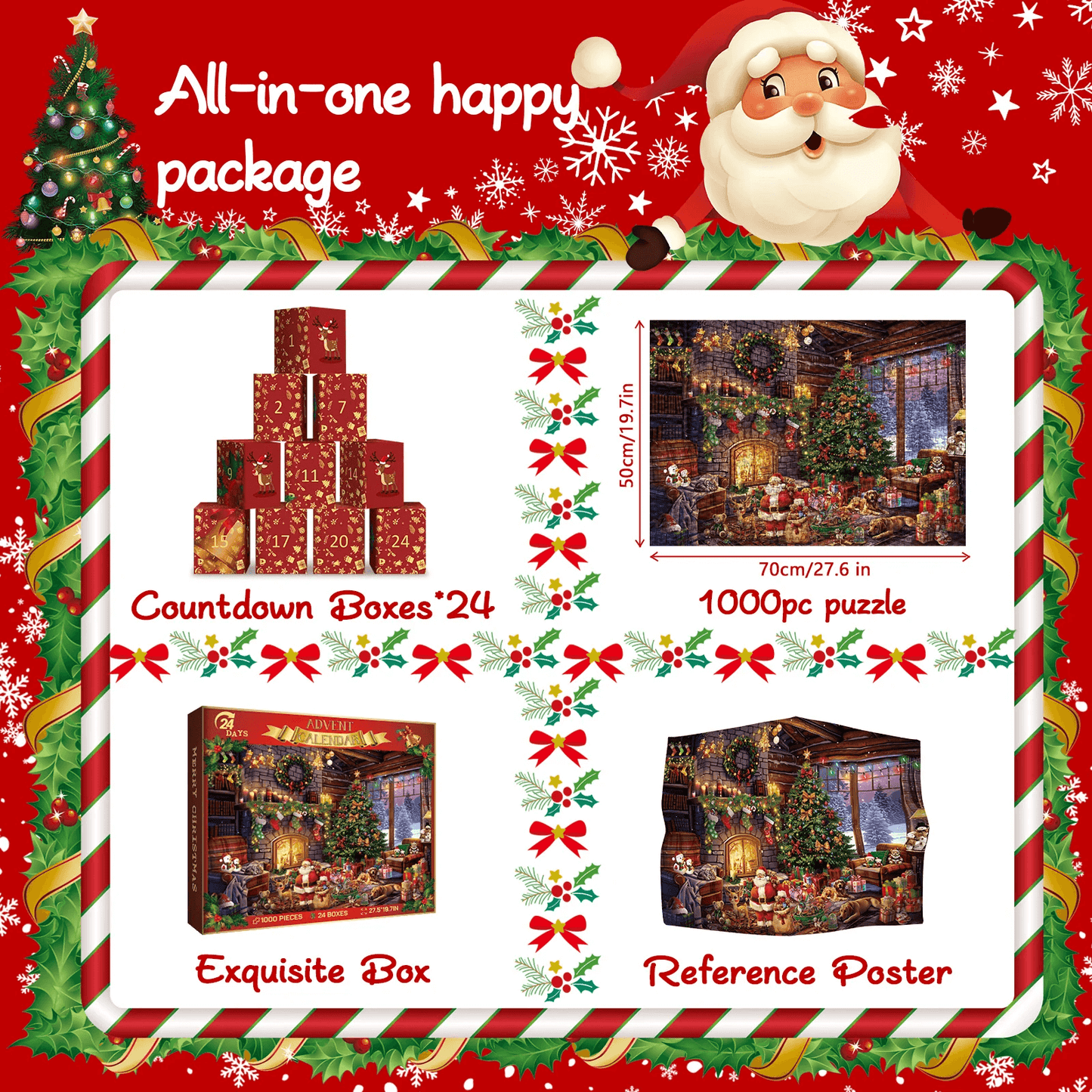 Christmas Jigsaw Puzzle Advent Calendar 2024 - 1008 Pieces Countdown to Christmas Fun | Family Game Parent-Child Jigsaw