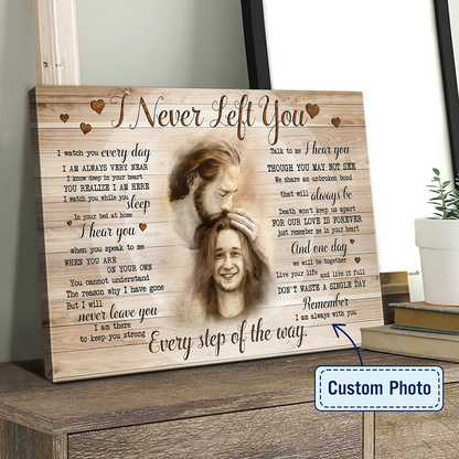 Customized Memorial Canvas: "Never Left You" Portrait with Jesus - Personalized Rest In Peace Art