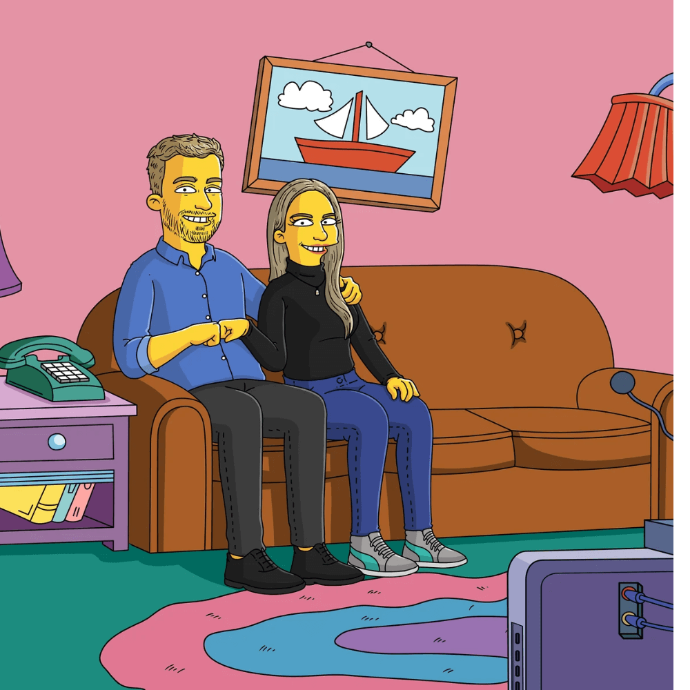 Hand Drawn Simpsonify Custom Portrait - Unique Family Artwork