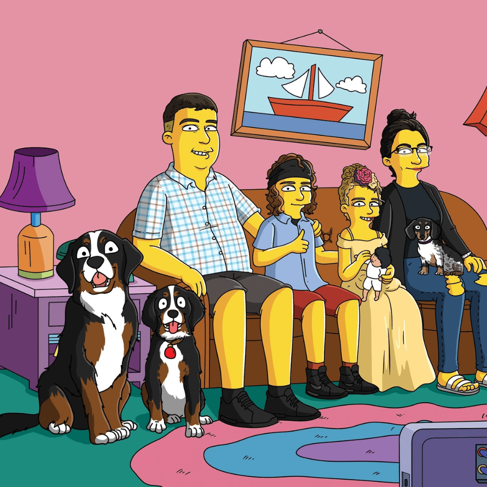 Hand Drawn Simpsonify Custom Portrait - Unique Family Artwork