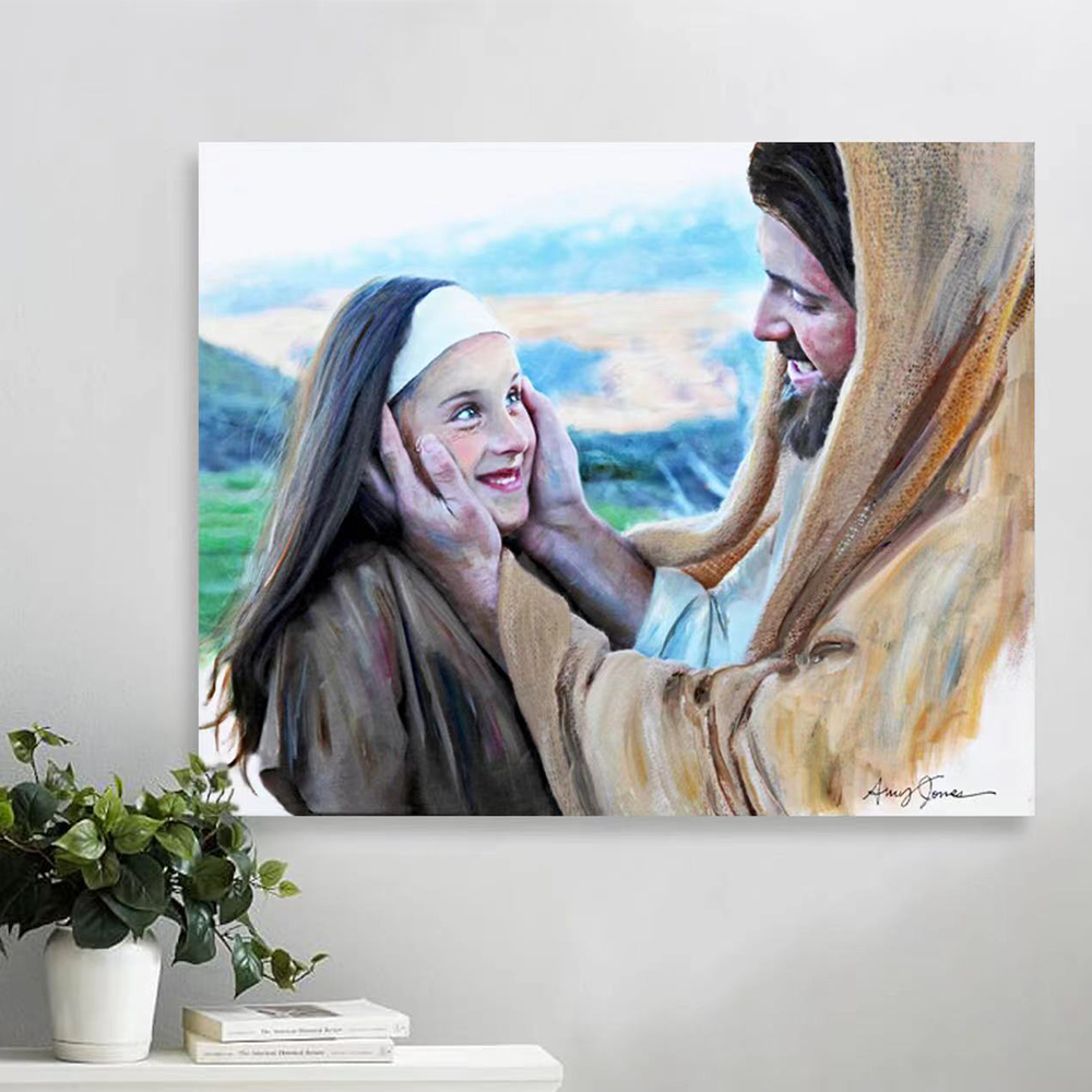 Personalized Christian Memorial Art - "God Shall Wipe Away All Tears" Custom Photo with Jesus Christ | Deceased Loved One Bereavement Gift