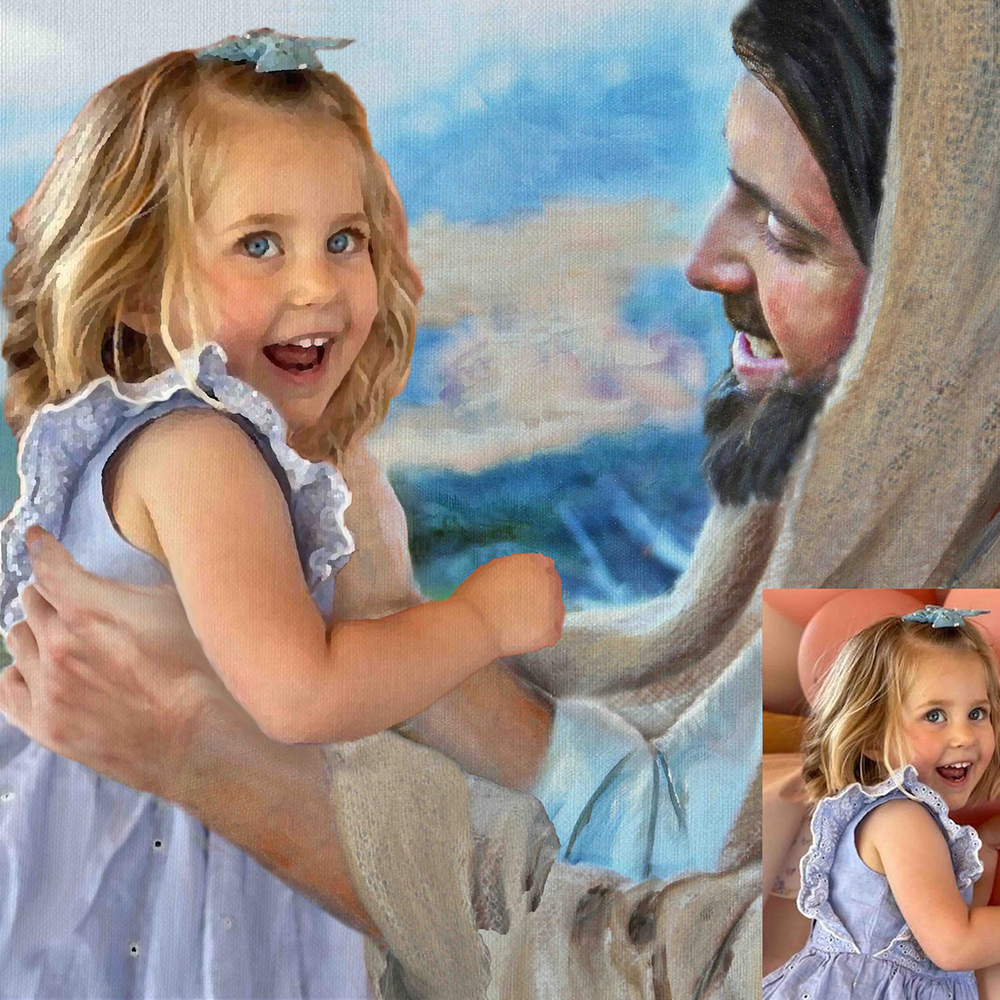 Personalized Christian Memorial Art - "God Shall Wipe Away All Tears" Custom Photo with Jesus Christ | Deceased Loved One Bereavement Gift