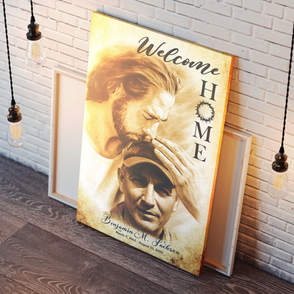 Custom Canvas Prints – "Welcome Home Jesus" Sympathy Gift | Personalized Memorial & Bereavement Remembrance