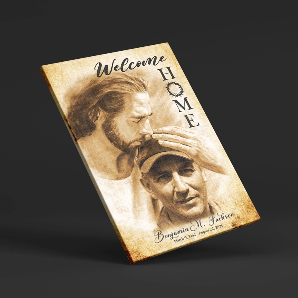 Custom Canvas Prints – "Welcome Home Jesus" Sympathy Gift | Personalized Memorial & Bereavement Remembrance