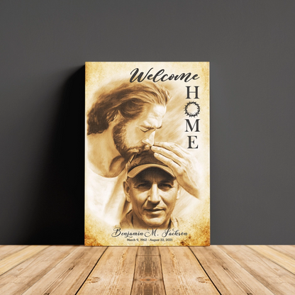 Custom Canvas Prints – "Welcome Home Jesus" Sympathy Gift | Personalized Memorial & Bereavement Remembrance