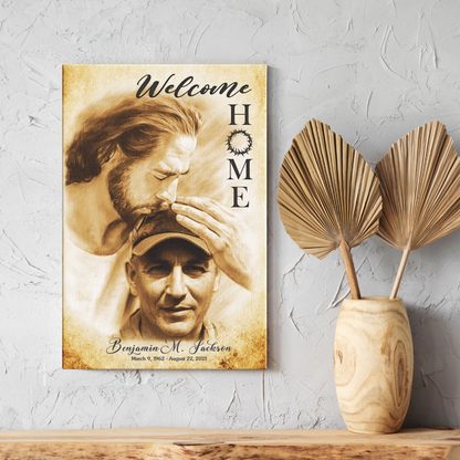 Custom Canvas Prints – "Welcome Home Jesus" Sympathy Gift | Personalized Memorial & Bereavement Remembrance