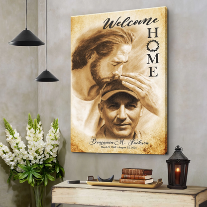 Custom Canvas Prints – "Welcome Home Jesus" Sympathy Gift | Personalized Memorial & Bereavement Remembrance