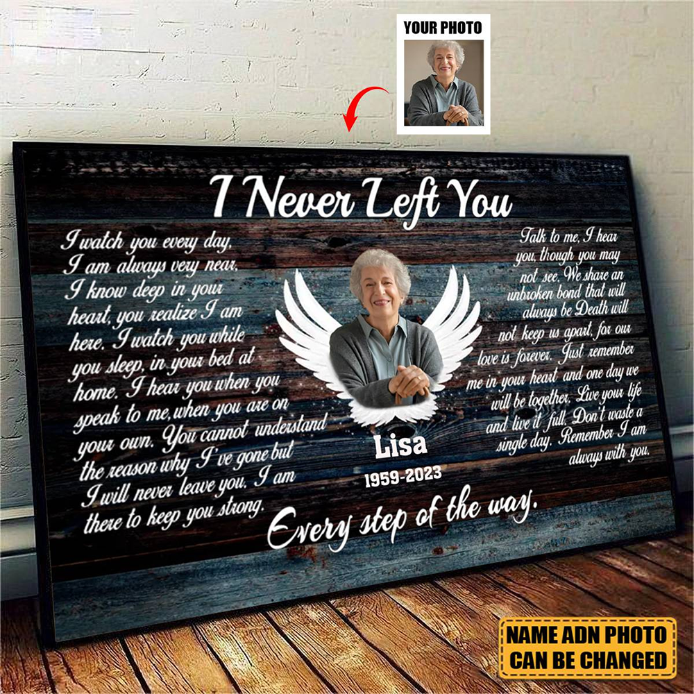 Personalized Canvas Prints - "I Never Left You" Memorial Gift with Angel Wings