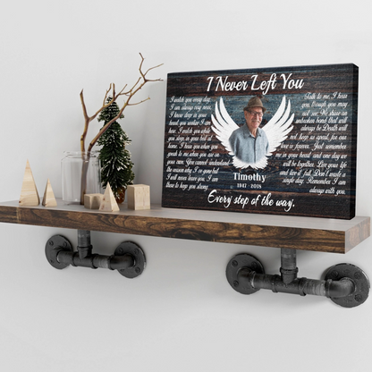 Personalized Canvas Prints - "I Never Left You" Memorial Gift with Angel Wings