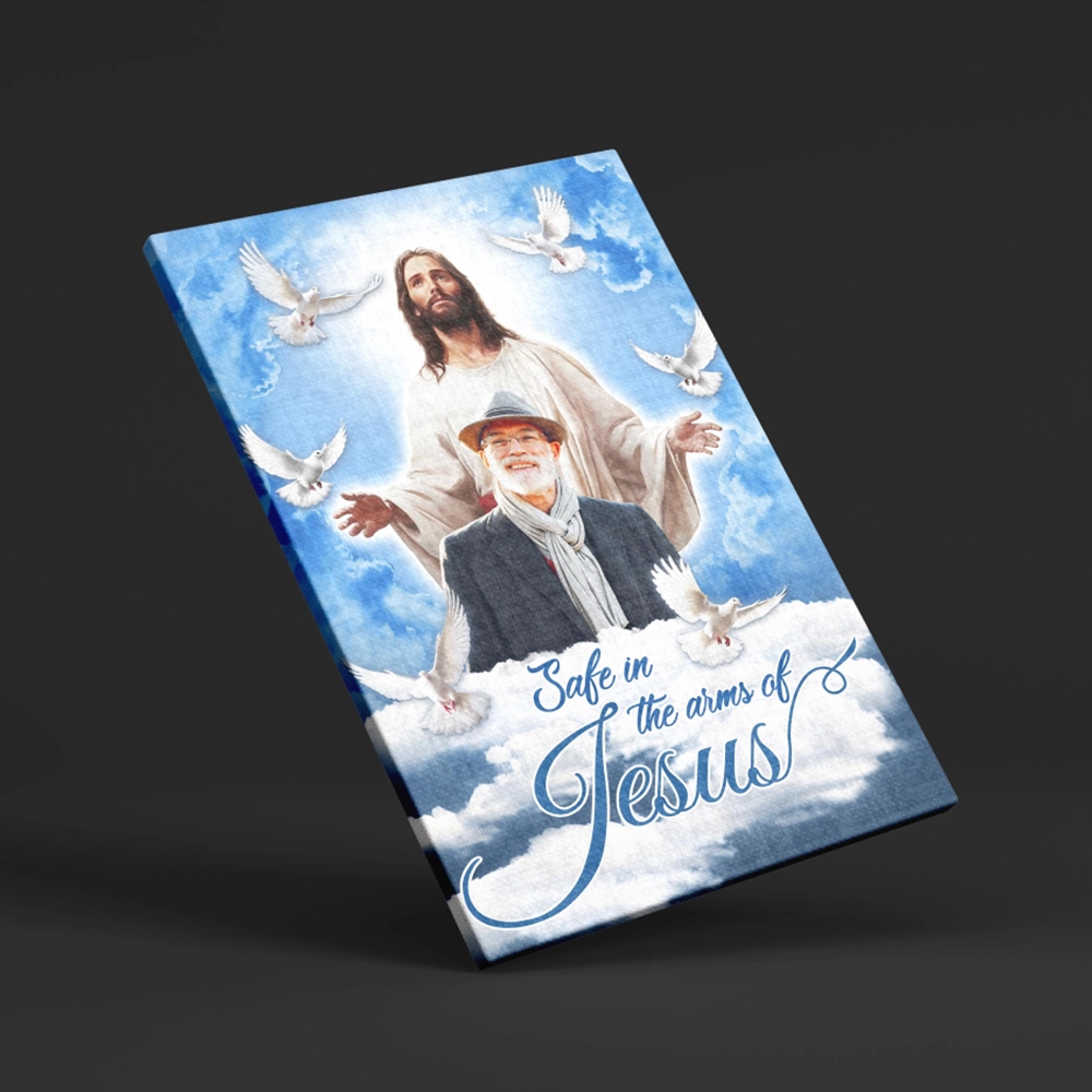 Personalized Canvas Prints - Custom Photo Sympathy Gifts | Memorial Gift for Loss of Parents - Blue Sky with Pigeon Safe in the Arms of Jesus