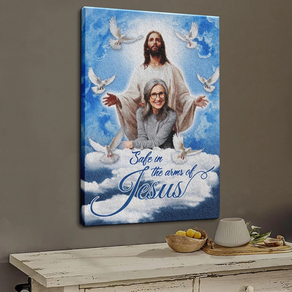 Personalized Canvas Prints - Custom Photo Sympathy Gifts | Memorial Gift for Loss of Parents - Blue Sky with Pigeon Safe in the Arms of Jesus