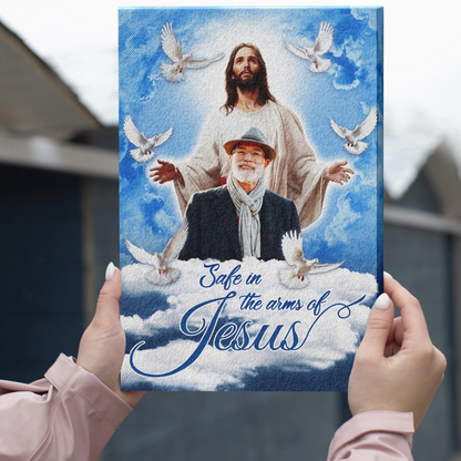 Personalized Canvas Prints - Custom Photo Sympathy Gifts | Memorial Gift for Loss of Parents - Blue Sky with Pigeon Safe in the Arms of Jesus