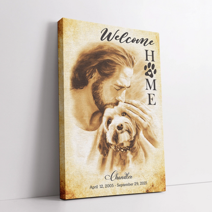 Personalized Canvas Prints, Custom Photo & Name, Memorial Gift for Pets and Loved Ones - Welcome Home Jesus Dem Canvas