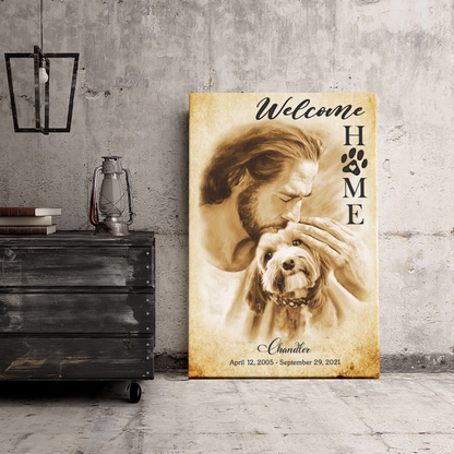 Personalized Canvas Prints, Custom Photo & Name, Memorial Gift for Pets and Loved Ones - Welcome Home Jesus Dem Canvas