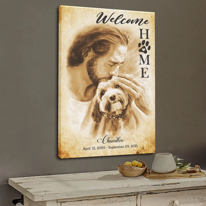 Personalized Canvas Prints, Custom Photo & Name, Memorial Gift for Pets and Loved Ones - Welcome Home Jesus Dem Canvas