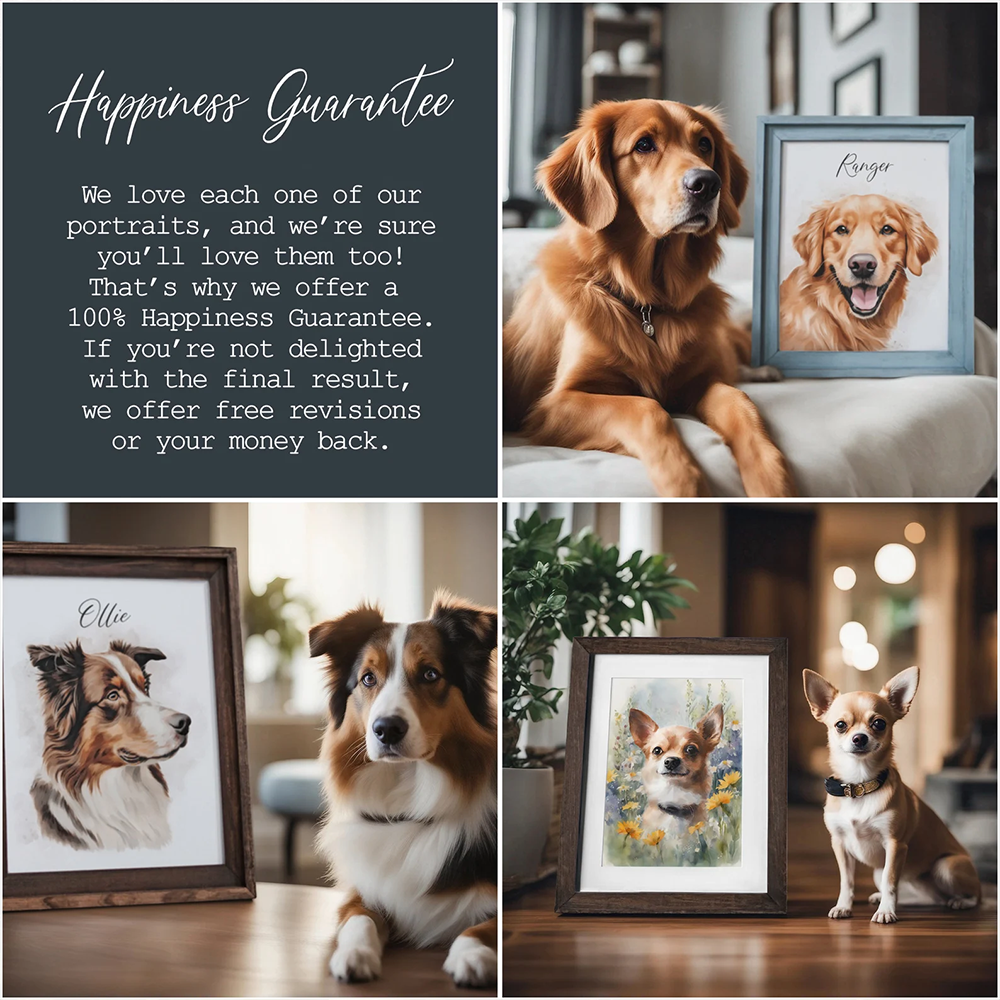 Custom Watercolor Dog Portrait from Photo | Personalized Pet Memorial Gift for Pet Loss