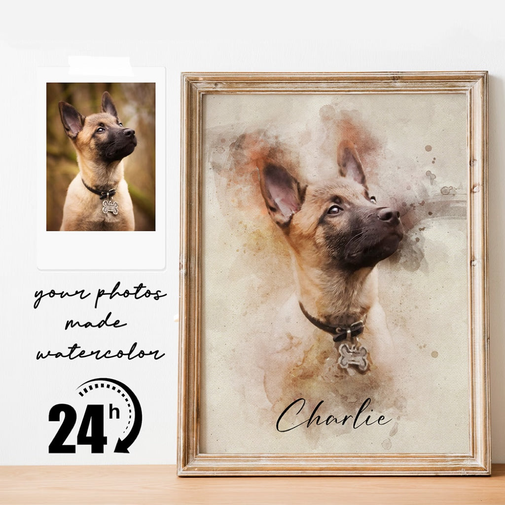 Custom Watercolor Dog Portrait from Photo | Personalized Pet Memorial Gift for Pet Loss