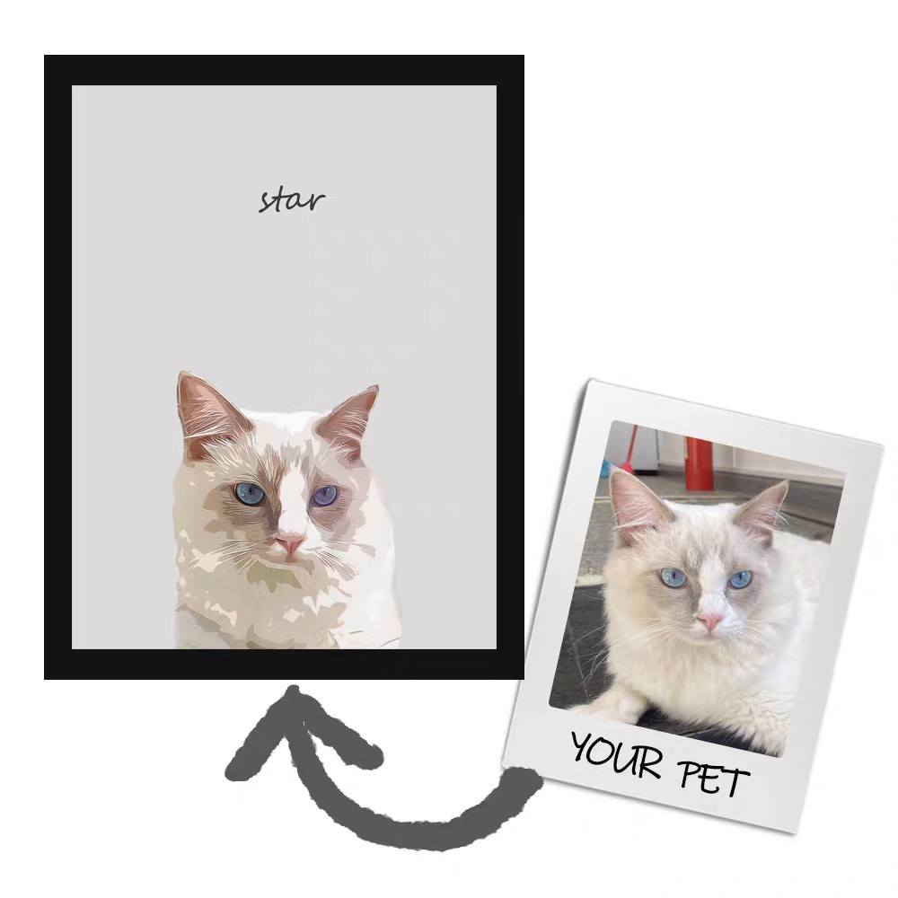 Custom One Pet Portrait | Modern Design Featuring Your Beloved Pet