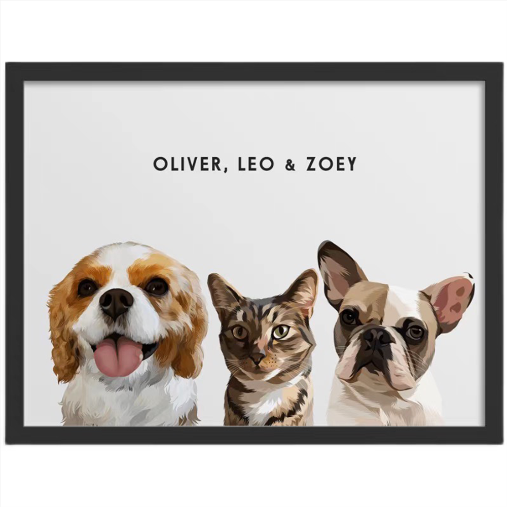 Custom One Pet Portrait | Modern Design Featuring Your Beloved Pet