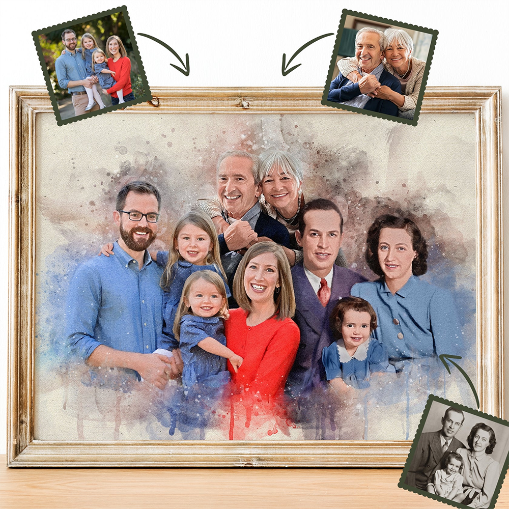 Custom Family Portrait | Add Loved Ones to Painting | Memorial Portrait from Photo