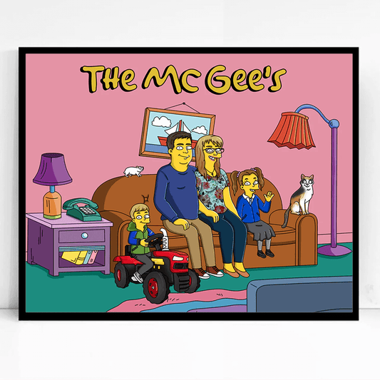 Hand Drawn Simpsonify Custom Portrait - Unique Family Artwork