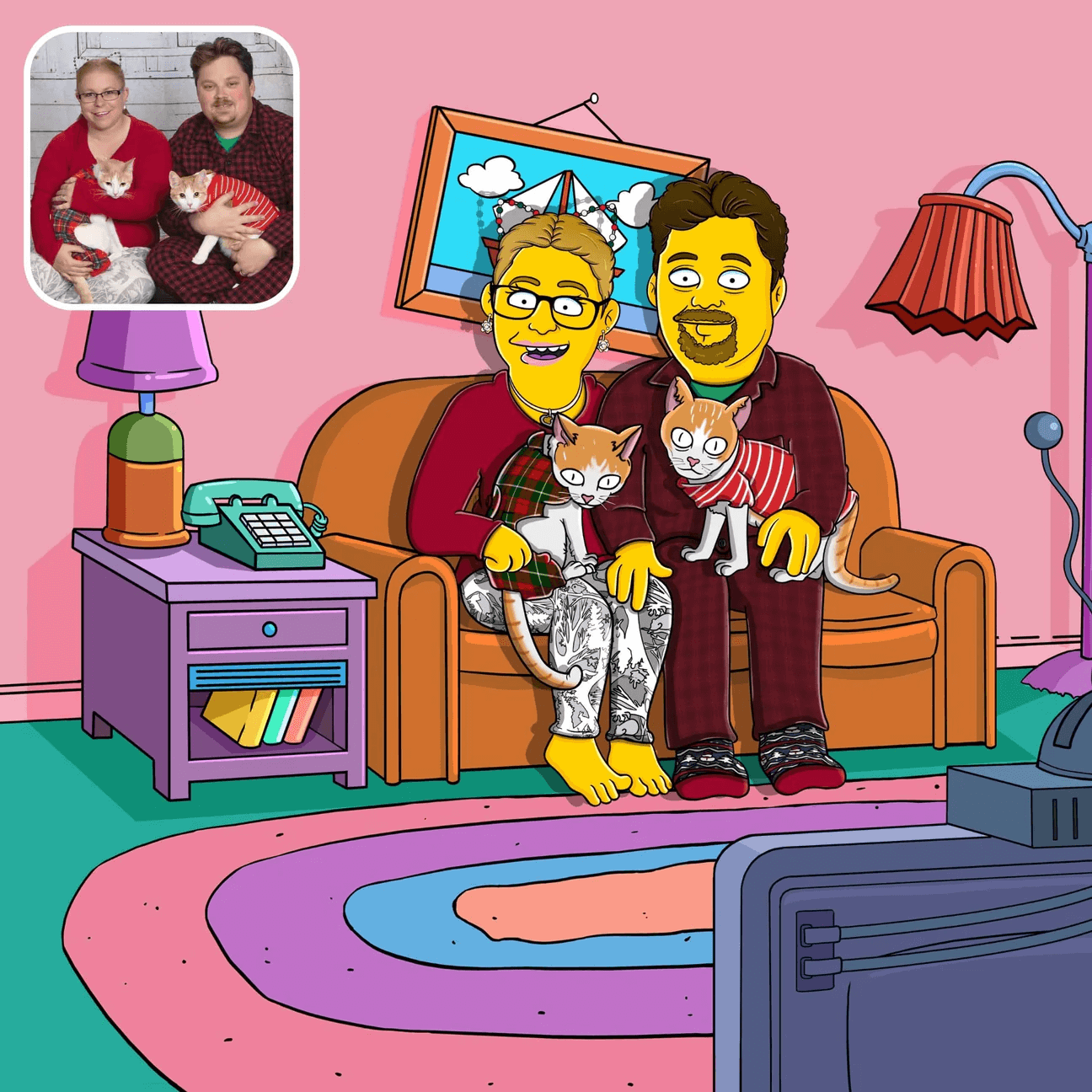 Hand Drawn Simpsonify Custom Portrait - Unique Family Artwork