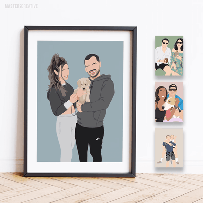 Faceless Hand-Drawn Custom Portrait - Wedding, Couple, or Family Art