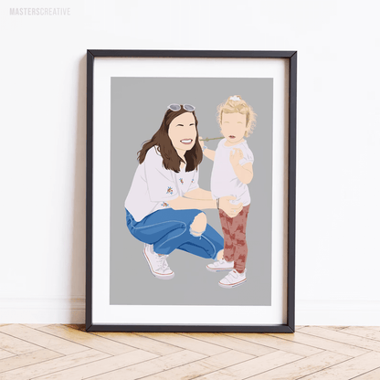 Faceless Hand-Drawn Custom Portrait - Wedding, Couple, or Family Art