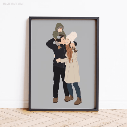 Faceless Hand-Drawn Custom Portrait - Wedding, Couple, or Family Art