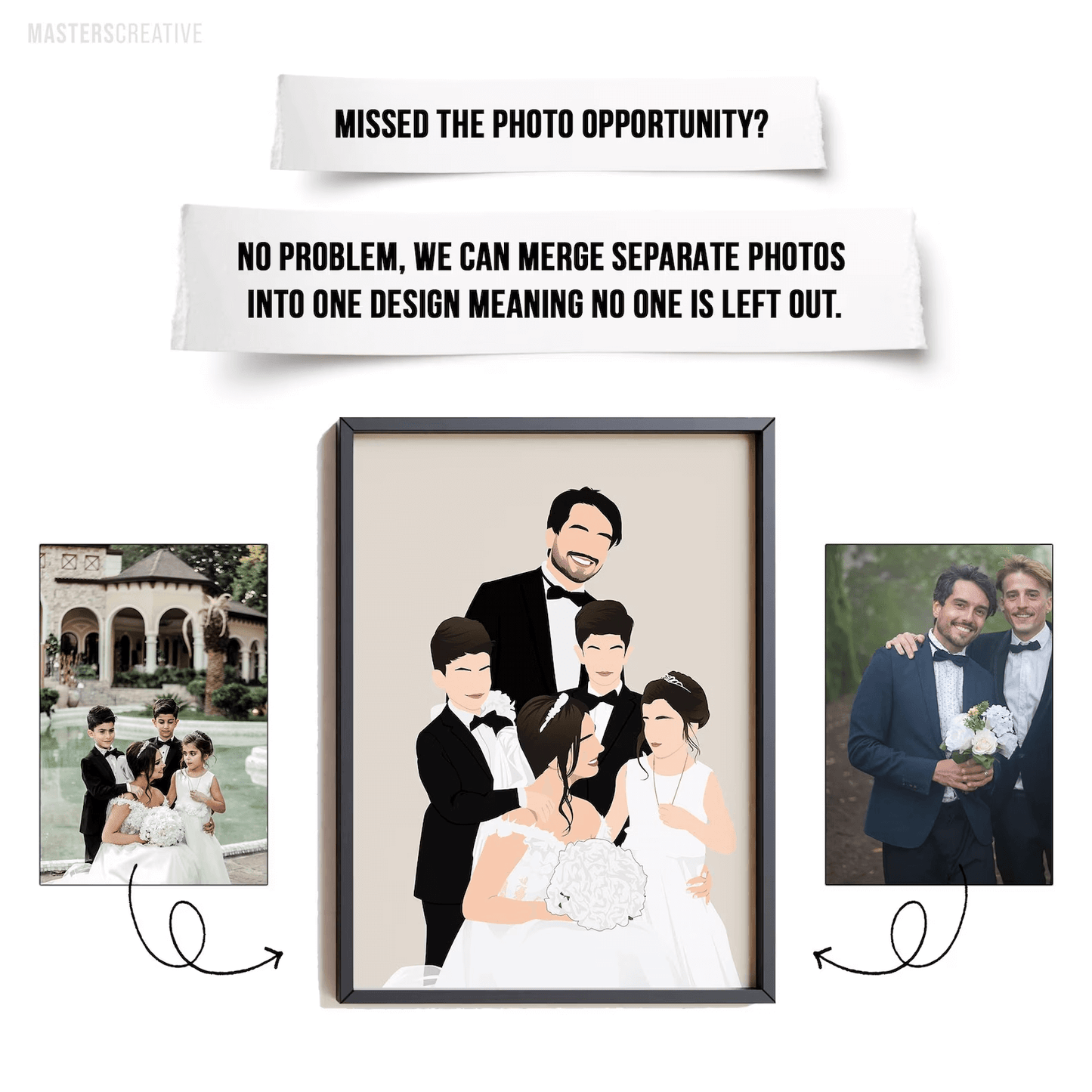 Faceless Hand-Drawn Custom Portrait - Wedding, Couple, or Family Art