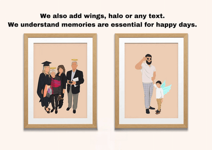 Faceless Hand-Drawn Custom Portrait - Wedding, Couple, or Family Art