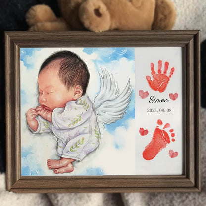 Hand Drawn Baby Hair Keepsake Portrait - Custom DIY Frame for Newborn Hair Collection