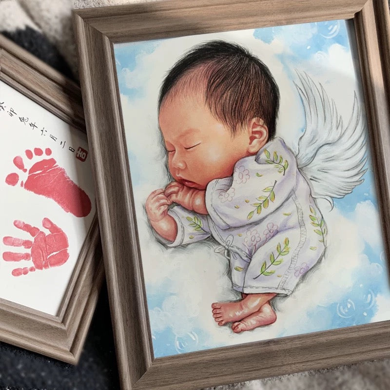 Hand Drawn Baby Hair Keepsake Portrait - Custom DIY Frame for Newborn Hair Collection